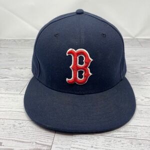 New Era Boston Red Sox MLB 59FIFTY‎ Fitted Baseball Cap Size 7 3/8 Navy Red